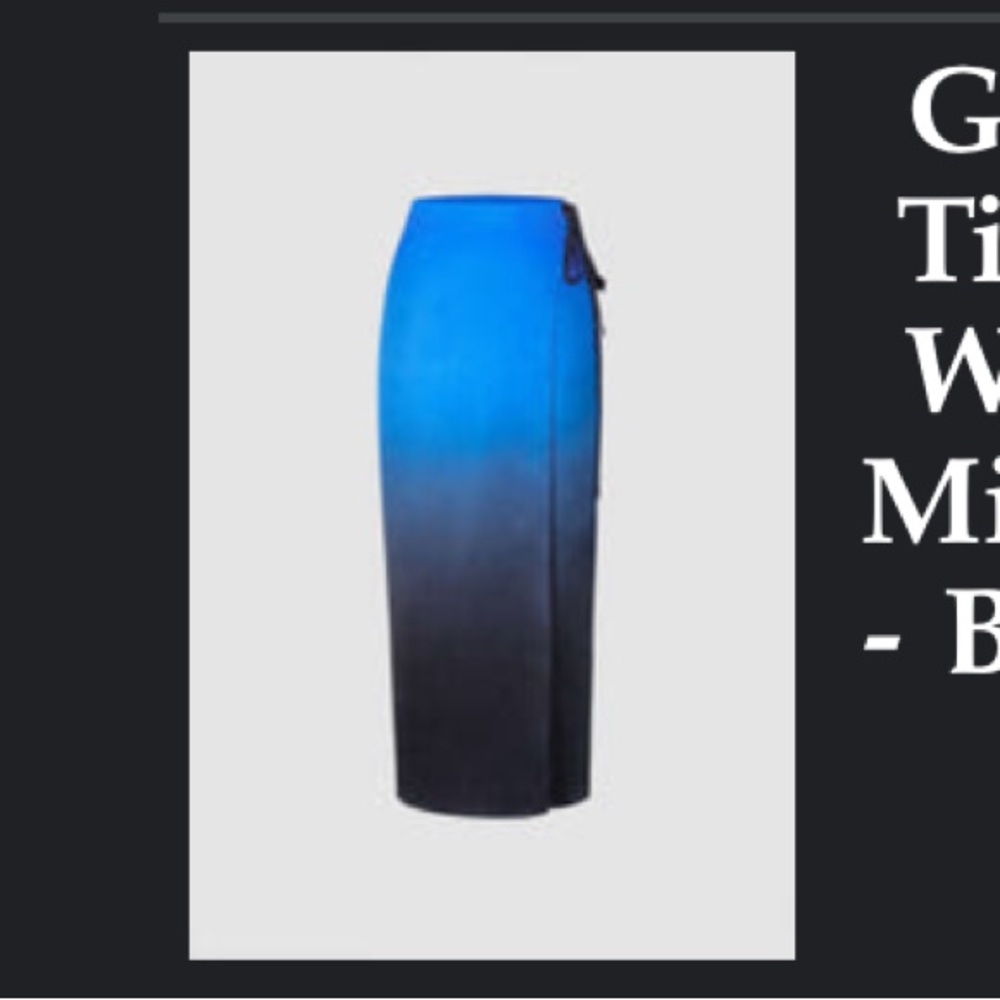 BNWT Gradient Tie Waist Wrapped Midi Skirt - blue the row inspired